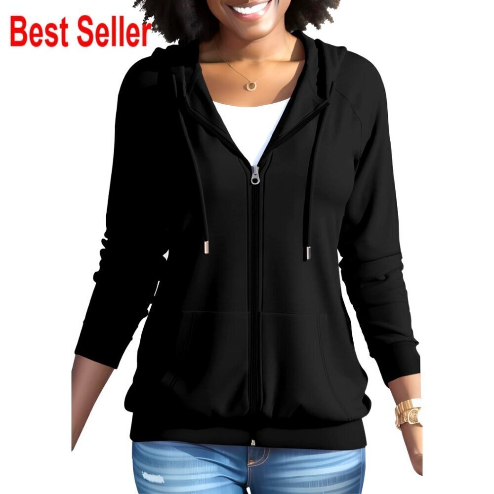 Women's Lightweight Zip Up Hoodie with Pockets, Relaxed Fit Sweatshirt